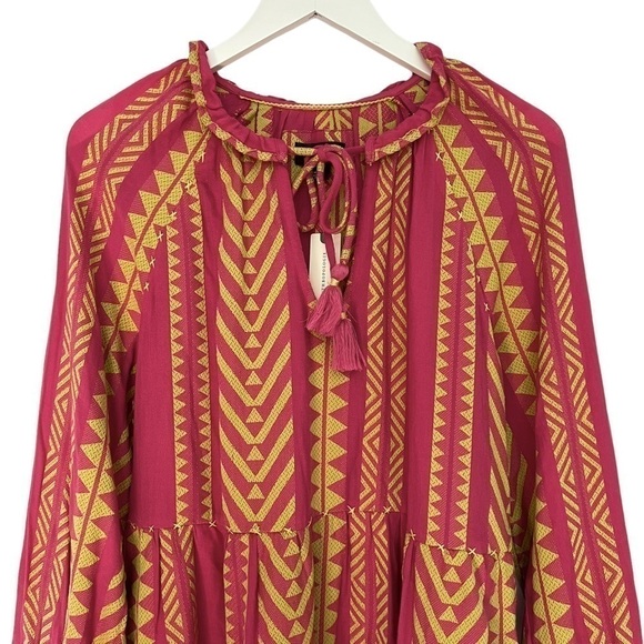 Anthropologie Maeve Dominique Ruffled Tunic Dress Pink Combo Size S NEW - Picture 7 of 15